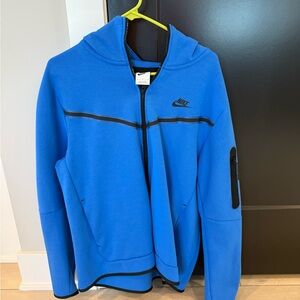 Nike Tech zip up jacket Royal Blue Hoodie w Black Details size large never worn